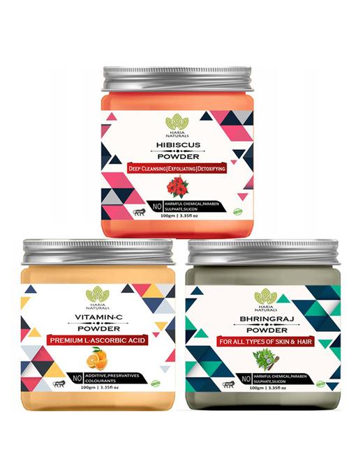 100% pure & naturals hibiscus powder 100gm & vitamin-c powder 100gm & bhringraj powder 100gm (pack of 3) 300gm - 18638525 - Very Small Image - 1