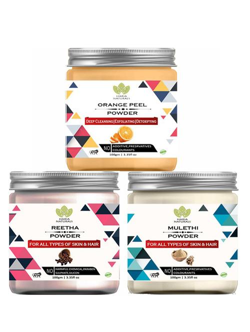 100% pure & naturals orange peel powder 100gm & reetha powder 100gm & mulethi powder 100gm (pack of 3) 300gm - 18638526 - Very Small Image - 1