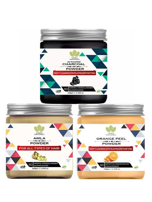 100% pure & naturals charcoal powder 100gm & amla powder 100gm & orange peel powder 100gm (pack of 3) 300gm - 18638539 - Very Small Image - 1