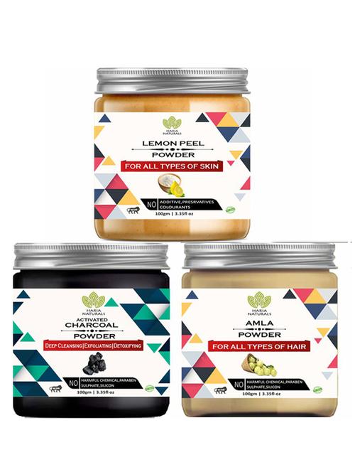 100% pure & naturals lemon peel powder 100gm & charcoal powder 100gm & amla powder 100gm (pack of 3) 300gm - 18638553 - Very Small Image - 1