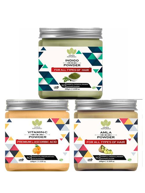 100% pure & naturals indigo powder 100gm & vitamin-c powder 100gm & amla powder 100gm (pack of 3) 300gm - 18638558 - Very Small Image - 1