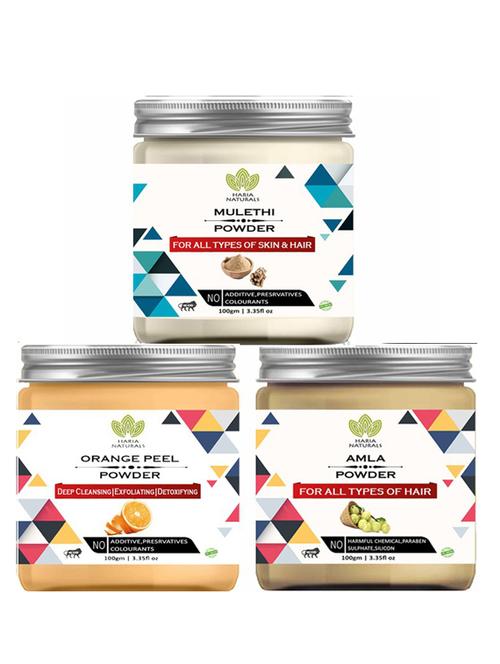 100% pure & naturals mulethi powder 100gm & orange peel powder 100gm & amla powder 100gm (pack of 3) 300gm - 18638588 - Very Small Image - 1