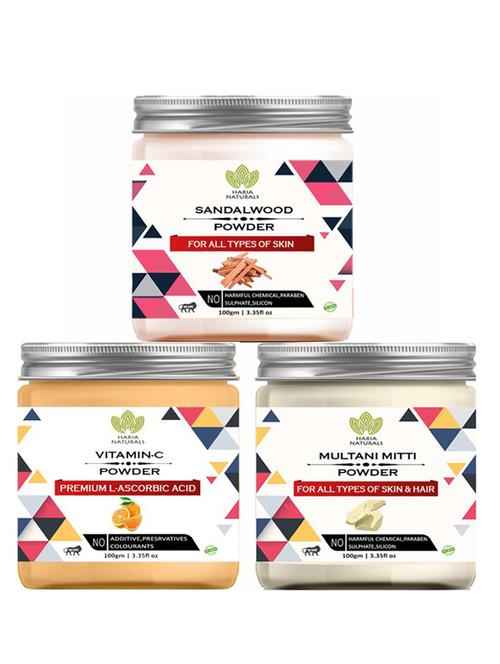 100% pure & naturals sandalwood powder 100gm & vitamin-c powder 100gm & multani mitti powder 100gm (pack of 3) 300gm - 18638599 - Very Small Image - 1