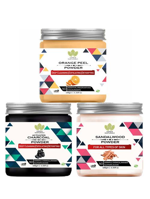 100% pure & naturals orange peel powder 100gm & charcoal powder 100gm & sandalwood powder 100gm (pack of 3) 300gm - 18638645 - Very Small Image - 1