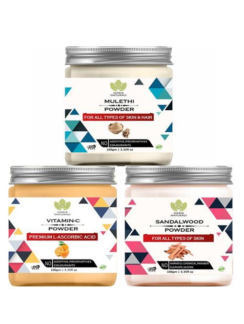 100% pure & naturals mulethi powder 100gm & vitamin-c powder 100gm & sandalwood powder 100gm (pack of 3) 300gm - 18638651 - Very Small Image - 1