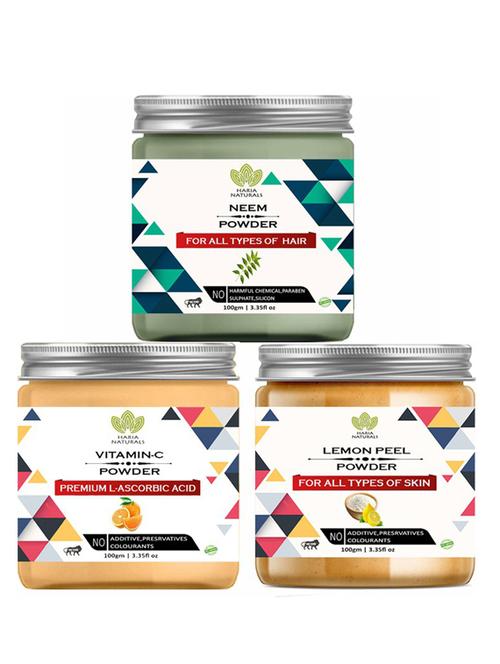 100% pure & naturals neem powder 100gm & vitamin-c powder 100gm & lemon peel powder 100gm (pack of 3) 300gm - 18638658 - Very Small Image - 1