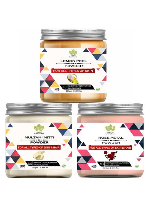 100% pure & naturals lemon peel powder 100gm & multani mitti powder 100gm & rose petal powder 100gm (pack of 3) 300gm - 18638680 - Very Small Image - 1