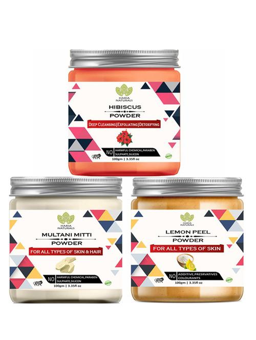 100% pure & naturals hibiscus powder 100gm & multani mitti powder 100gm & lemon peel powder 100gm (pack of 3) 300gm - 18638683 - Very Small Image - 1