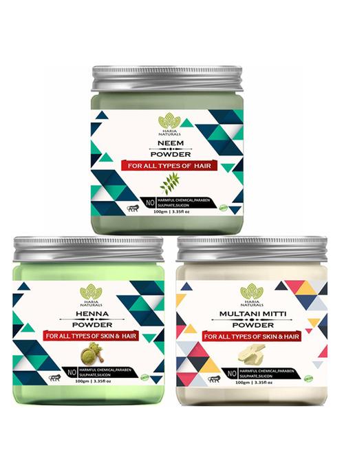 100% pure & naturals neem powder 100gm & henna powder 100gm & multani mitti powder 100gm (pack of 3) 300gm - 18638688 - Very Small Image - 1