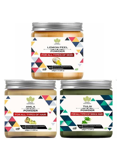 100% pure & naturals lemon peel powder 100gm & amla powder 100gm & tulsi powder 100gm (pack of 3) 300gm - 18638700 - Very Small Image - 1