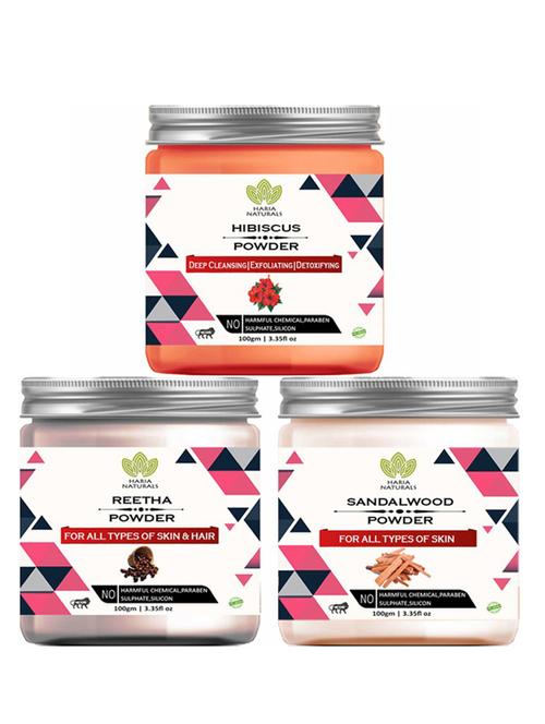 100% pure & naturals hibiscus powder 100gm & reetha powder 100gm & sandalwood powder 100gm (pack of 3) 300gm - 18638702 - Very Small Image - 1