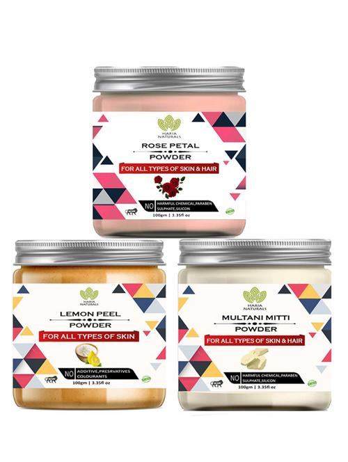 100% pure & naturals rose petal powder 100gm & lemon peel powder 100gm & multani mitti powder 100gm (pack of 3) 300gm - 18638722 - Very Small Image - 1