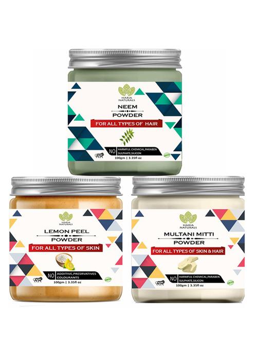 100% pure & naturals neem powder 100gm & lemon peel powder 100gm & multani mitti powder 100gm (pack of 3) 300gm - 18638729 - Very Small Image - 1