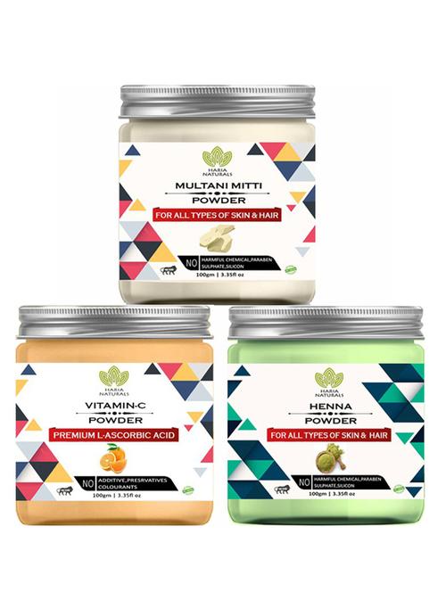 100% pure & naturals multani mitti powder 100gm & vitamin-c powder 100gm & henna powder 100gm (pack of 3) 300gm - 18638733 - Very Small Image - 1