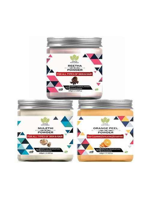 100% pure & naturals reetha powder 100gm & mulethi powder 100gm & orange peel powder 100gm (pack of 3) 300gm - 18638734 - Very Small Image - 1