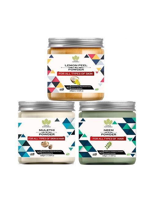 100% pure & naturals lemon peel powder 100gm & mulethi powder 100gm & neem powder 100gm (pack of 3) 300gm - 18638755 - Very Small Image - 1