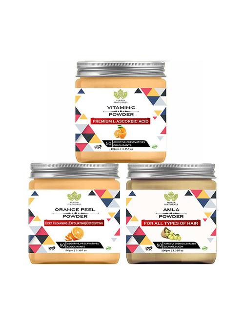100% pure & naturals vitamin-c powder 100gm & orange peel powder 100gm & amla powder 100gm (pack of 3) 300gm - 18638772 - Very Small Image - 1
