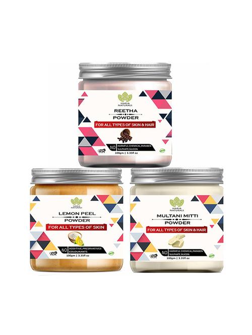100% pure & naturals reetha powder 100gm & lemon peel powder 100gm & multani mitti powder 100gm (pack of 3) 300gm - 18638784 - Very Small Image - 1