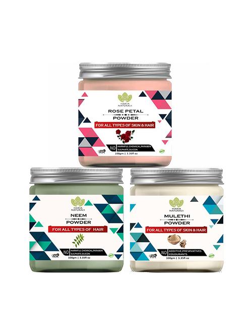 100% pure & naturals rose petal powder 100gm & neem powder 100gm & mulethi powder 100gm (pack of 3) 300gm - 18638837 - Very Small Image - 1
