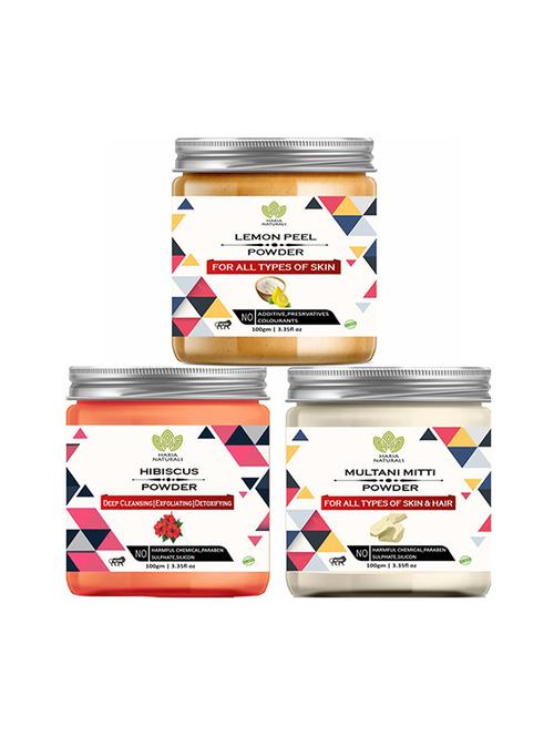 100% pure & naturals lemon peel powder 100gm & hibiscus powder 100gm & multani mitti powder 100gm (pack of 3) 300gm - 18638846 - Very Small Image - 1