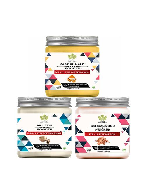 100% pure & naturals kasturi haldi powder 100gm & mulethi powder 100gm & sandalwood powder 100gm (pack of 3) 300gm - 18638850 - Very Small Image - 1
