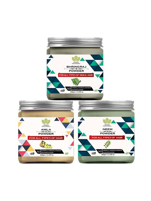 100% pure & naturals bhringraj powder 100gm & amla powder 100gm & neem powder 100gm (pack of 3) 300gm - 18638875 - Very Small Image - 1