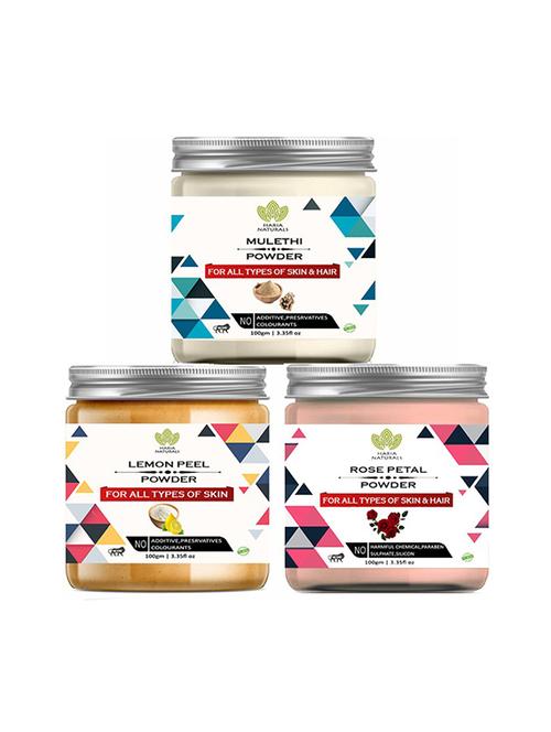 100% pure & naturals mulethi powder 100gm & lemon peel powder 100gm & rose petal powder 100gm (pack of 3) 300gm - 18638912 - Very Small Image - 1
