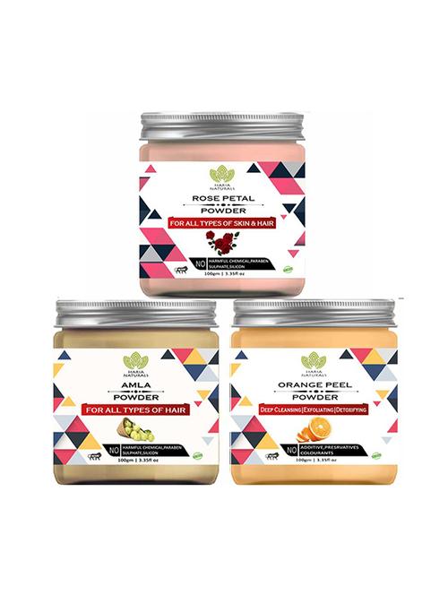 100% pure & naturals rose petal powder 100gm & amla powder 100gm & orange peel powder 100gm (pack of 3) 300gm - 18638919 - Very Small Image - 1