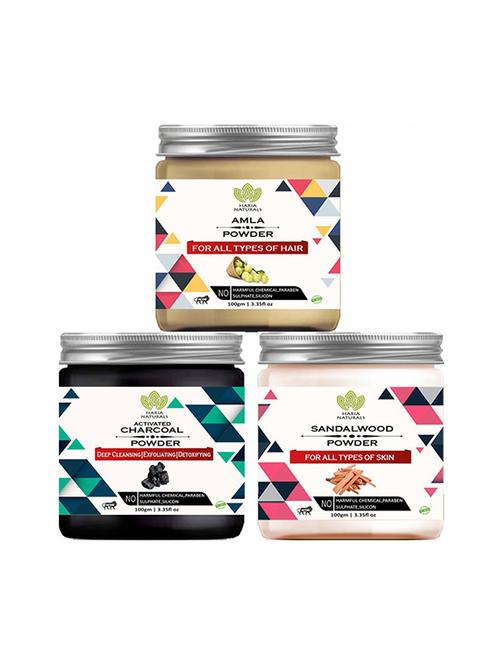 100% pure & naturals amla powder 100gm & charcoal powder 100gm & sandalwood powder 100gm (pack of 3) 300gm - 18638925 - Very Small Image - 1