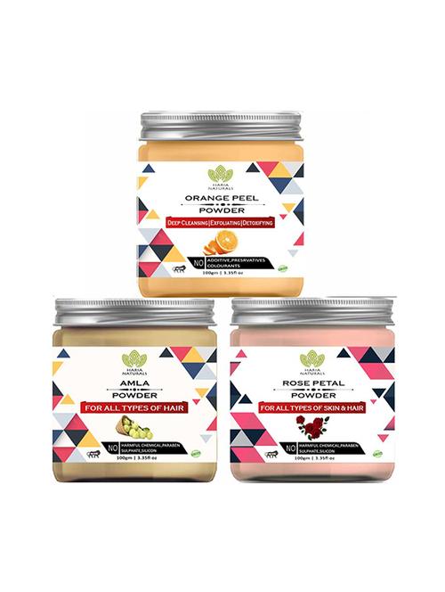 100% pure & naturals orange peel powder 100gm & amla powder 100gm & rose petal powder 100gm (pack of 3) 300gm - 18639098 - Very Small Image - 1