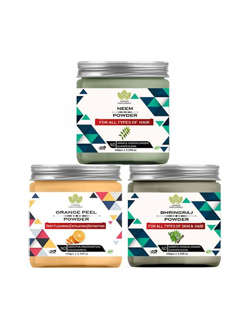 100% pure & naturals neem powder 100gm & orange peel powder 100gm & amla powder 100gm (pack of 3) 300gm - 18639124 - Very Small Image - 1