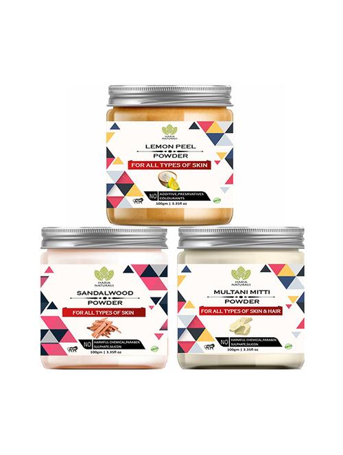 100% pure & naturals lemon peel powder 100gm & sandalwood powder 100gm & multani mitti powder 100gm (pack of 3) 300gm - 18639125 - Very Small Image - 1