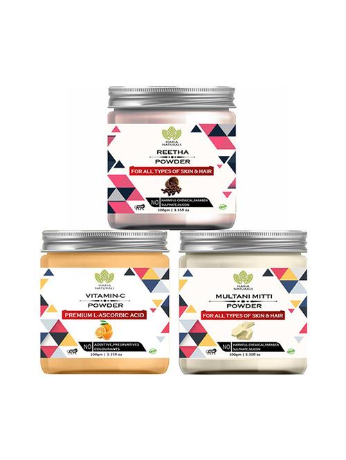 100% pure & naturals reetha powder 100gm & vitamin-c powder 100gm & multani mitti powder 100gm (pack of 3) 300gm - 18639230 - Very Small Image - 1