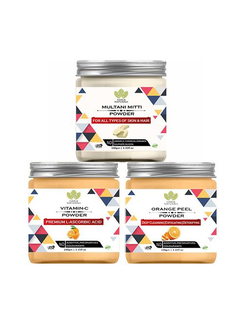 100% pure & naturals multani mitti powder 100gm & vitamin-c powder 100gm & orange peel powder 100gm (pack of 3) 300gm - 18639235 - Very Small Image - 1