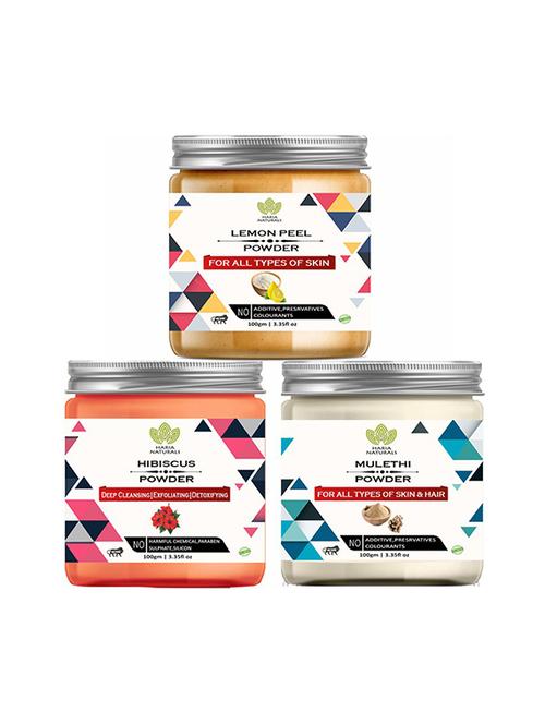 100% pure & naturals lemon peel powder 100gm & hibiscus powder 100gm & mulethi powder 100gm (pack of 3) 300gm - 18639467 - Very Small Image - 1