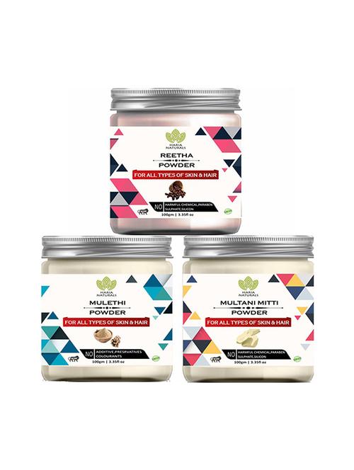 100% pure & naturals reetha powder 100gm & mulethi powder 100gm & multani mitti powder 100gm (pack of 3) 300gm - 18639516 - Very Small Image - 1