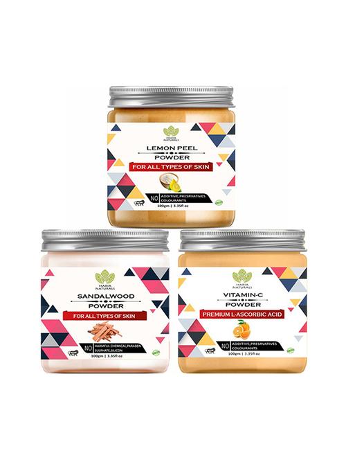 100% pure & naturals lemon peel powder 100gm & sandalwood powder 100gm & vitamin-c powder 100gm (pack of 3) 300gm - 18639531 - Very Small Image - 1