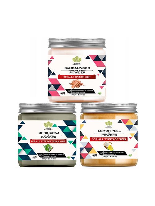 100% pure & naturals sandalwood powder 100gm & bhringraj powder 100gm & lemon peel powder 100gm (pack of 3) 300gm - 18639533 - Very Small Image - 1