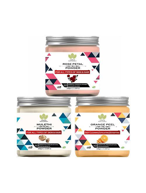 100% pure & naturals rose petal powder 100gm & mulethi powder 100gm & orange peel powder 100gm (pack of 3) 300gm - 18639544 - Very Small Image - 1