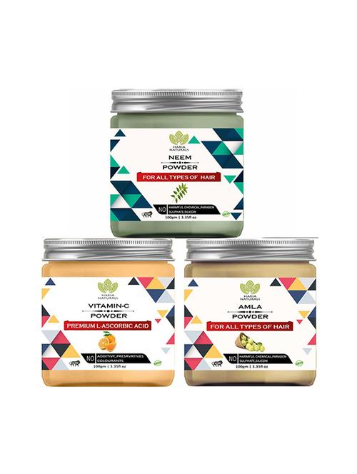 100% pure & naturals neem powder 100gm & vitamin-c powder 100gm & amla powder 100gm (pack of 3) 300gm - 18639622 - Very Small Image - 1
