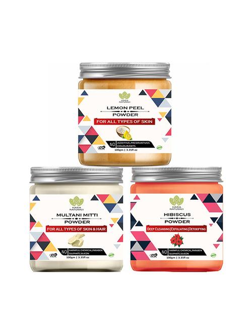 100% pure & naturals lemon peel powder 100gm & multani mitti powder 100gm & hibiscus powder 100gm (pack of 3) 300gm - 18639664 - Very Small Image - 1