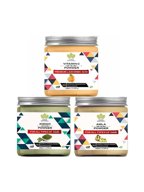 100% pure & naturals vitamin-c powder 100gm & indigo powder 100gm & amla powder 100gm (pack of 3) 300gm - 18639694 - Very Small Image - 1
