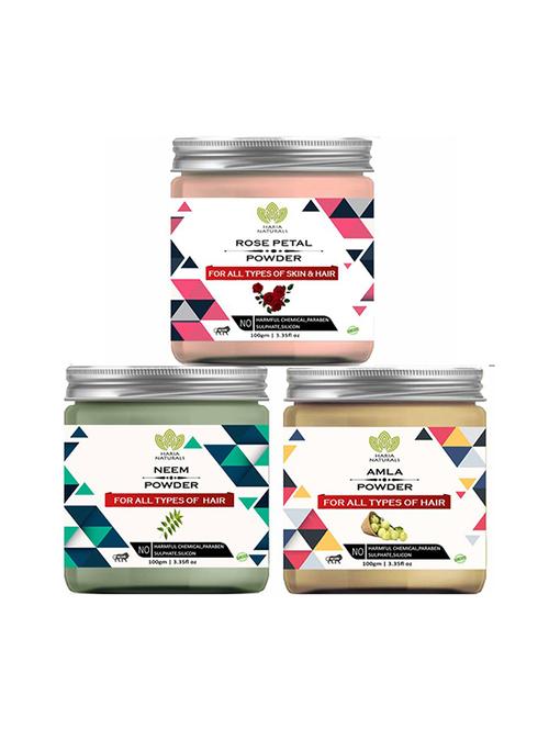 100% pure & naturals rose petal powder 100gm & neem powder 100gm & amla powder 100gm (pack of 3) 300gm - 18639743 - Very Small Image - 1