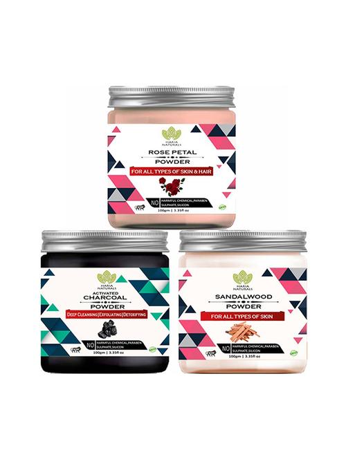 100% pure & naturals rose petal powder 100gm & charcoal powder 100gm & sandalwood powder 100gm (pack of 3) 300gm - 18639761 - Very Small Image - 1