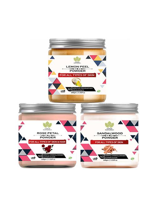 100% pure & naturals lemon peel powder 100gm & rose petal powder 100gm & sandalwood powder 100gm (pack of 3) 300gm - 18639809 - Very Small Image - 1