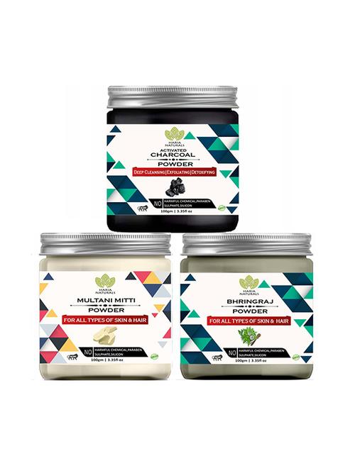 100% pure & naturals charcoal powder 100gm & multani mitti powder 100gm & bhringraj powder 100gm (pack of 3) 300gm - 18639855 - Very Small Image - 1