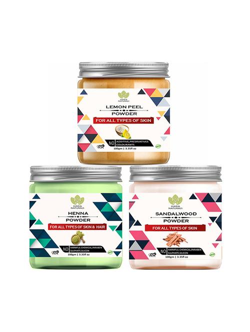 100% pure & naturals lemon peel powder 100gm & henna powder 100gm & sandalwood powder 100gm (pack of 3) 300gm - 18639890 - Very Small Image - 1