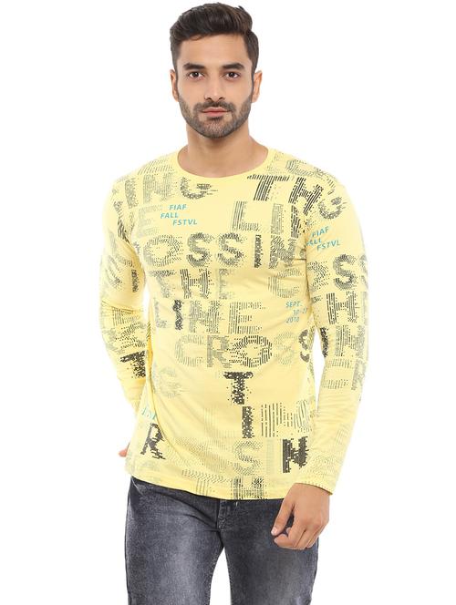 yellow all over print round neck t-shirt  - 18639992 - Very Small Image - 1