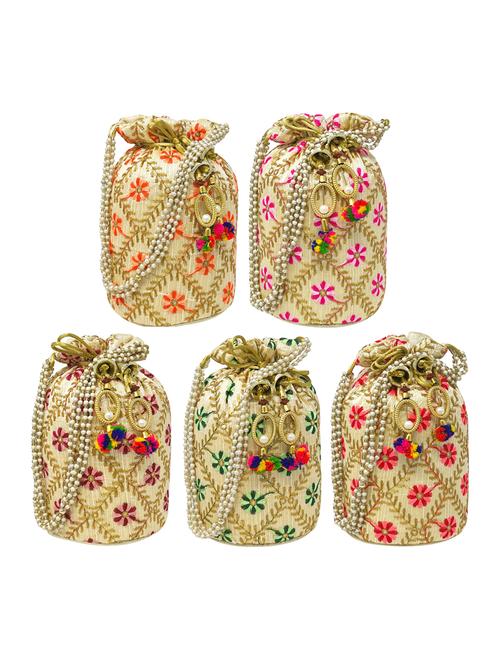 pack of 5 embroidered ethnic potlis - 18640464 - Very Small Image - 1
