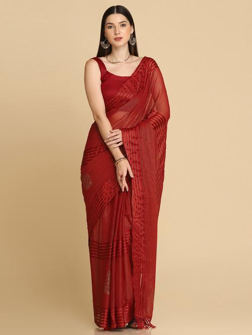 women's self design maroon colored saree - 18640507 - Very Small Image - 1